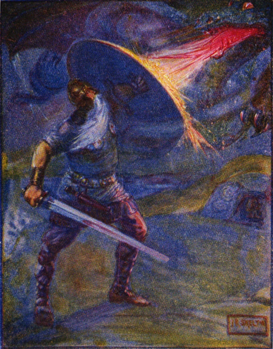 stories_of_beowulf_fighting_the_dragon